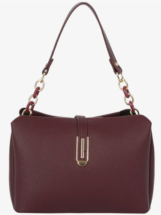 Handbags - Women's Burgundy Shoulder Bag - Classic Structured Satchel